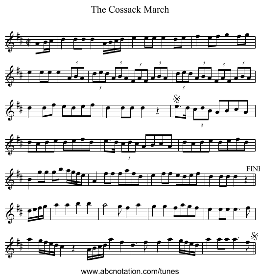 Cossack March, The - staff notation