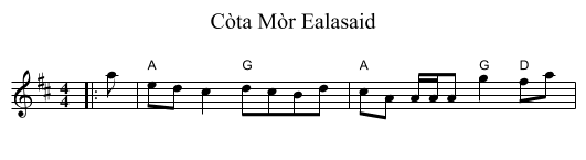 Còta Mòr Ealasaid - staff notation