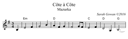 Côte à Côte - staff notation