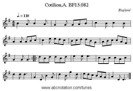 Cotilion,A. BF13.082 - staff notation