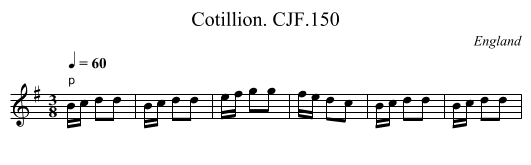 Cotillion. CJF.150 - staff notation