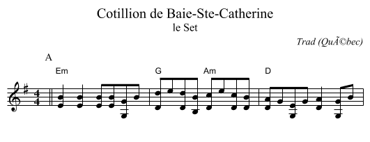 Cotillion de Baie-Ste-Catherine - staff notation