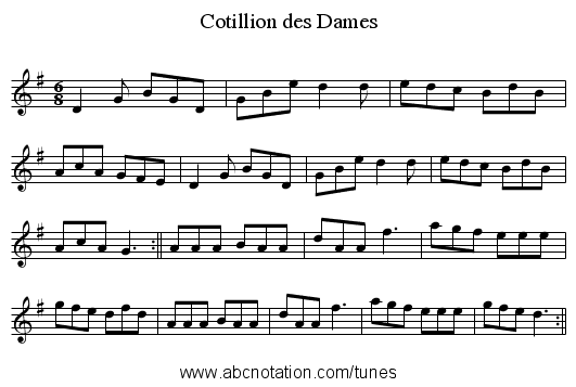 Cotillion des Dames - staff notation