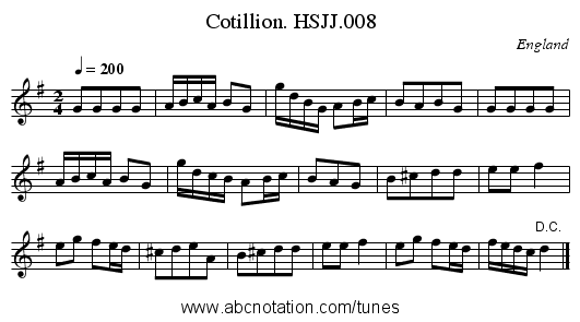 Cotillion. HSJJ.008 - staff notation