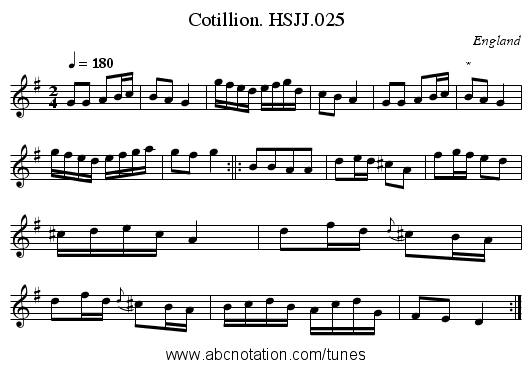 Cotillion. HSJJ.025 - staff notation