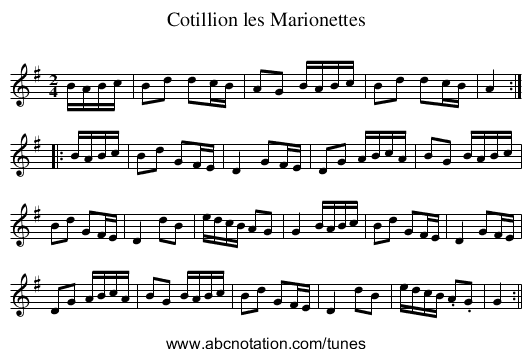Cotillion les Marionettes - staff notation