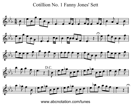 Cotillion No. 1 Fanny Jones' Sett - staff notation