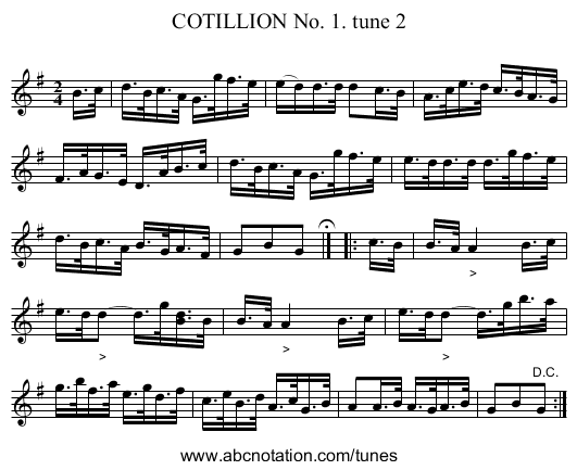 COTILLION No. 1. tune 2 - staff notation