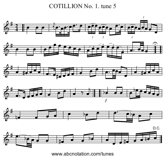 COTILLION No. 1. tune 5 - staff notation