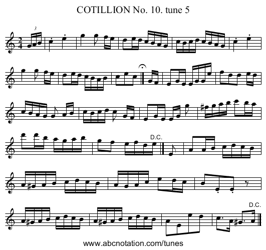 COTILLION No. 10. tune 5 - staff notation