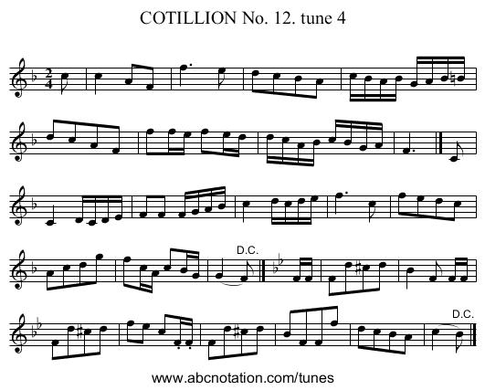 COTILLION No. 12. tune 4 - staff notation