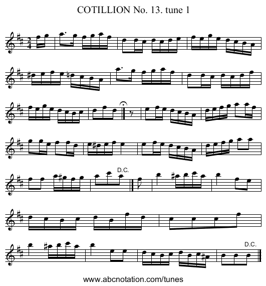 COTILLION No. 13. tune 1 - staff notation