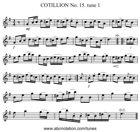 COTILLION No. 15. tune 1 - staff notation