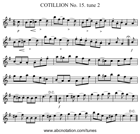 COTILLION No. 15. tune 2 - staff notation
