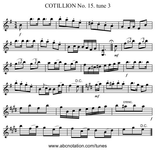 COTILLION No. 15. tune 3 - staff notation