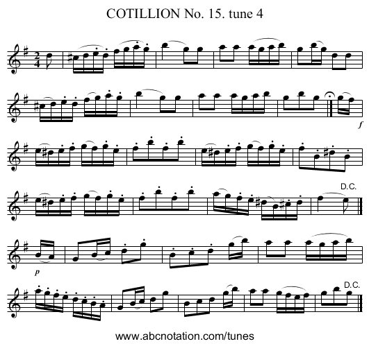 COTILLION No. 15. tune 4 - staff notation