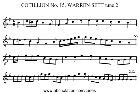 COTILLION No. 15. WARREN SETT tune 2 - staff notation