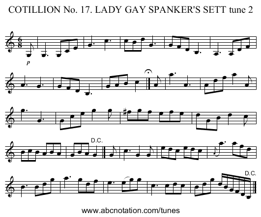 COTILLION No. 17. LADY GAY SPANKER'S SETT tune 2 - staff notation