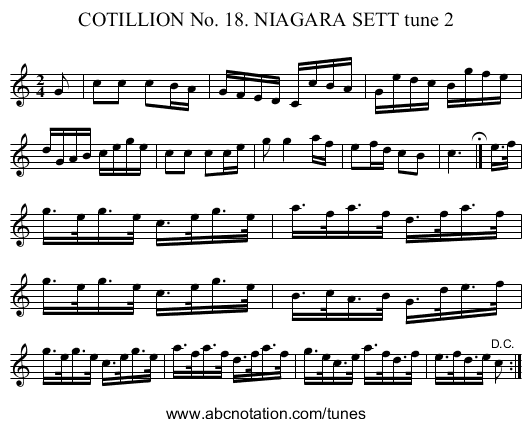 COTILLION No. 18. NIAGARA SETT tune 2 - staff notation