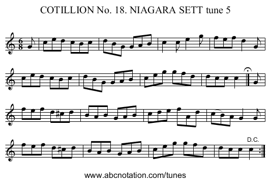 COTILLION No. 18. NIAGARA SETT tune 5 - staff notation