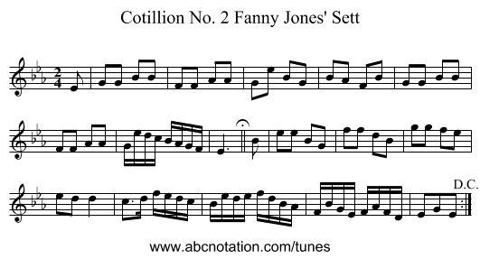 Cotillion No. 2 Fanny Jones' Sett - staff notation