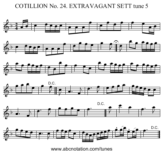 COTILLION No. 24. EXTRAVAGANT SETT tune 5 - staff notation