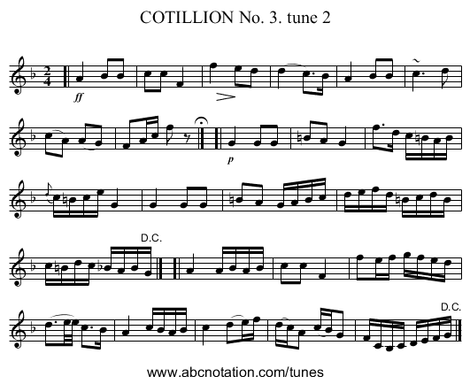 COTILLION No. 3. tune 2 - staff notation