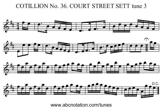 COTILLION No. 36. COURT STREET SETT tune 3 - staff notation