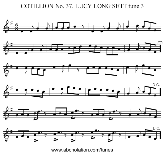 COTILLION No. 37. LUCY LONG SETT tune 3 - staff notation