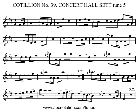 COTILLION No. 39. CONCERT HALL SETT tune 5 - staff notation
