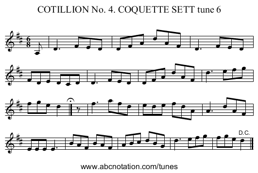 COTILLION No. 4. COQUETTE SETT tune 6 - staff notation