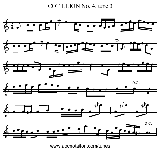 COTILLION No. 4. tune 3 - staff notation
