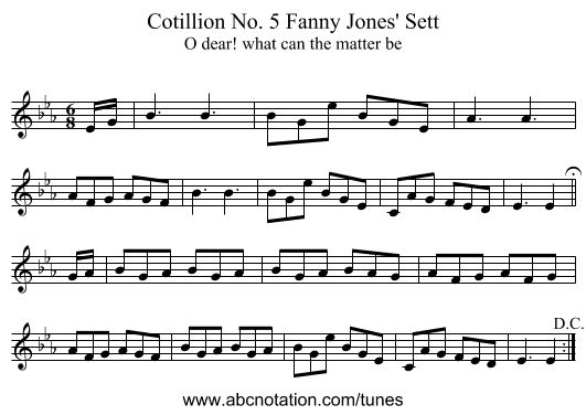 Cotillion No. 5 Fanny Jones' Sett - staff notation