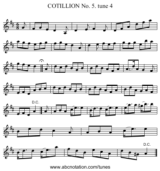 COTILLION No. 5. tune 4 - staff notation
