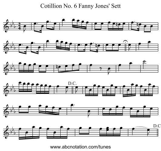 Cotillion No. 6 Fanny Jones' Sett - staff notation