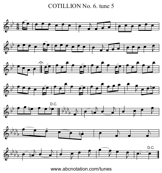 COTILLION No. 6. tune 5 - staff notation