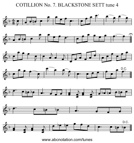 COTILLION No. 7. BLACKSTONE SETT tune 4 - staff notation