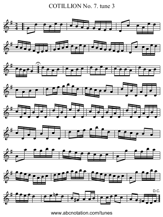 COTILLION No. 7. tune 3 - staff notation