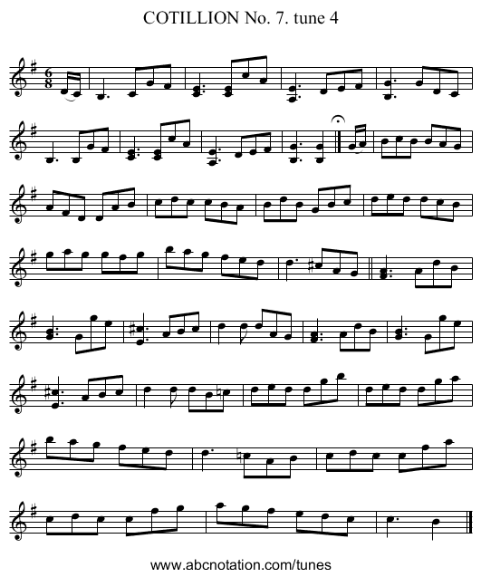 COTILLION No. 7. tune 4 - staff notation