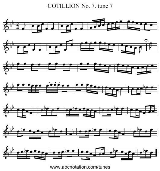 COTILLION No. 7. tune 7 - staff notation