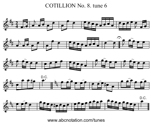 COTILLION No. 8. tune 6 - staff notation