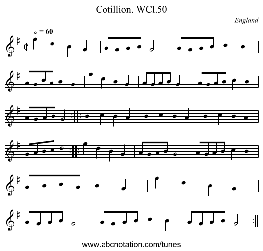Cotillion. WCl.50 - staff notation