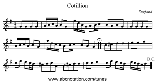 Cotillion - staff notation