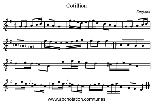 Cotillion - staff notation