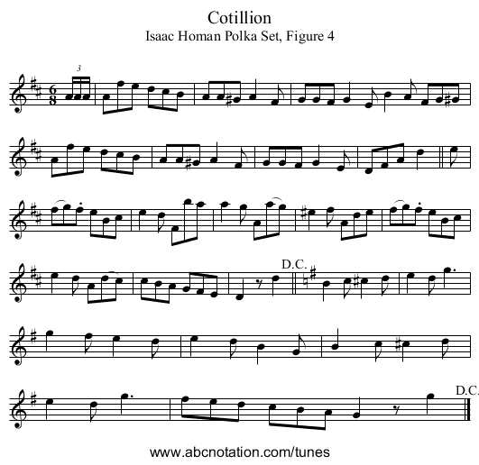 Cotillion - staff notation