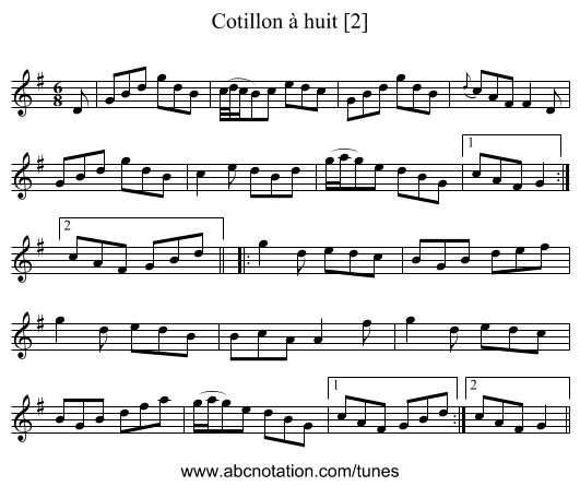Cotillon à huit [2] - staff notation