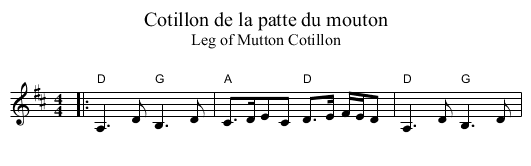 Cotillon de la patte du mouton - staff notation