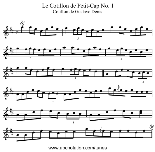 Cotillon de Petit-Cap No. 1, Le - staff notation