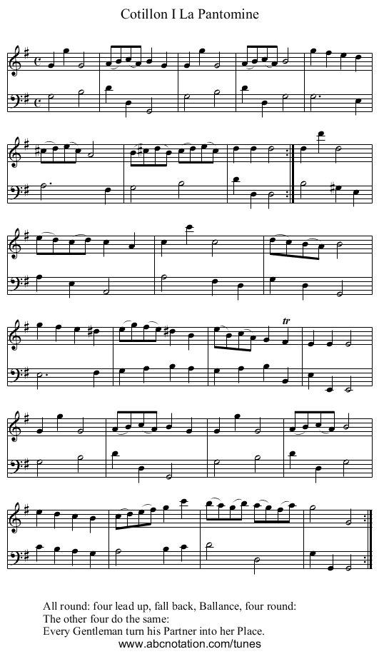 Cotillon I La Pantomine - staff notation