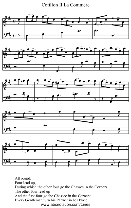 Cotillon II La Commere - staff notation
